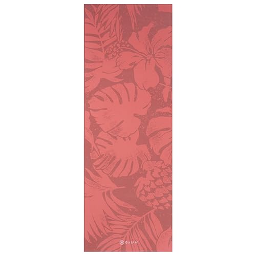 Gaiam Yoga Mat Classic Print, 4mm Non-Slip Mat | Lightweight 4mm print yoga mat with non-slip grip. Ideal for yoga, Pilates & floor workouts at home or studio. - color: Tropical Sunrise