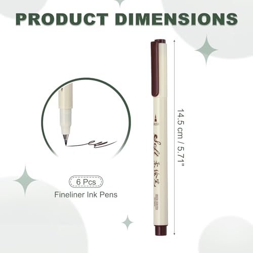 PATIKIL Fineliner Colored Pens, 6 Pcs Brown Felt Brush Tip Fineliner Marker Waterproof Ink Watercolor Coloring Book Art Supplies Set for Artist Journaling Scrapbooking - color: Brown