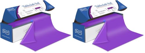 Plastic Table Cover Roll Disposable Tablecloth: 54in X 120ft Table Covers Plastic Table Cover Roll with Easy Slide Cutter Plastic Table Cloths for Parties Disposable-Purple (Pack of 2) - color: Purple, size: 1440" x 54" (Rectangular) (Pack of 2)