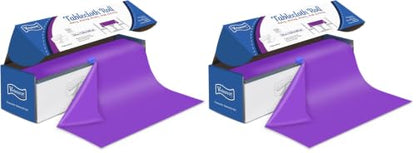 Plastic Table Cover Roll Disposable Tablecloth: 54in X 120ft Table Covers Plastic Table Cover Roll with Easy Slide Cutter Plastic Table Cloths for Parties Disposable-Purple (Pack of 2) - color: Purple, size: 1440" x 54" (Rectangular) (Pack of 2)