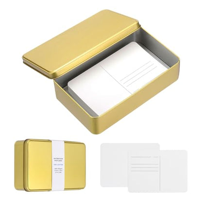 MECCANIXITY 40 Sheets Watercolor Postcards, 100% Cotton 4x6 Inch Watercolor Paper with Gold Tin Box Blank Postcards Cold Pressed for Mailing Painting Invitations Greeting Cards(140lb/300gsm) - color: Gold