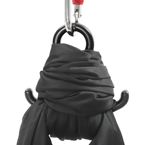Aerial Yoga Hammock, 440 lbs Capacity Ceiling Mounted Aerial Silks Kit with 360° Swivel, Polyester Fabric for Home Gym Studio, 16.4ft - color: Black, size: 5M/16.4FT