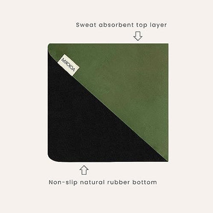 Travel Yoga Mat 1.5mm | Foldable, Lightweight Mat | Use for Travel, Backpacking, Yoga Retreat, Outdoors, Gym, Pilates, Machine Washable, Eco-Friendly - color: Green