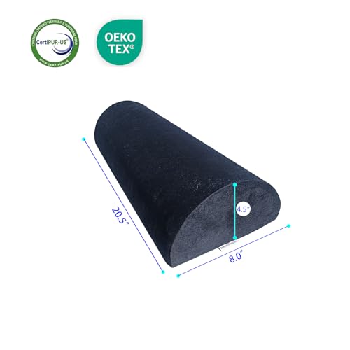 2 Pack Half Moon Bolster Pillow for Legs, Knees, Lower Back.Semi Roll Round Pillow for Ankle and Foot Comfort, Head Neck Spine Hip Pain Relief,Machine Washable Cover - color: Black-2 Pack