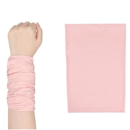 Cooling Sports Towel Wristband, Neck Gaiter Face Cover, Ice Silk Fabric for Instant Cooling & Sweat Absorption 2pcs - color: Pink
