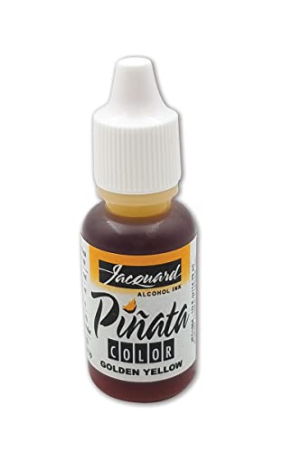 Jacquard Pinata Alcohol Ink - Golden Yellow - Professional and Versatile Ink that Produces Color Saturated and Acid-Free Results - 1/2 Fluid Ounce - Made in The USA - color: Golden Yellow, size: 1/2 fl oz