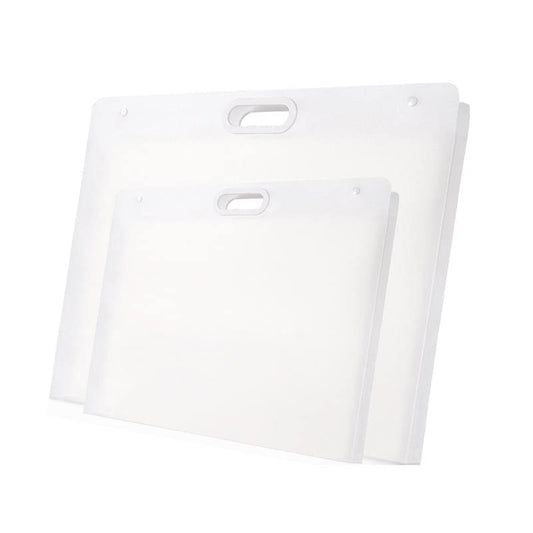 Sohynca 2pcs Plastic Art Portfolio Bag 17.32x13.22inch and 12.99x11inch Arts Storage Case for Diamond Painting, Drawing Container, Artworks Keepsakes Storage Case (White) - color: White
