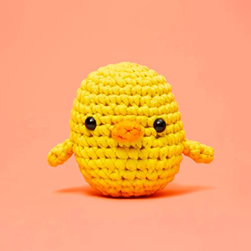 The Woobles Crochet Kit for Beginners (Kiki the Chick) | As seen on Shark Tank, Kit includes: Easy Peasy Yarn, pre-started piece, hook, safety eyes, stuffing, video tutorials - color: Kiki The Chick