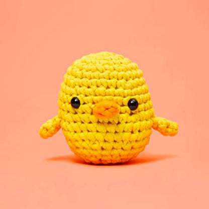 The Woobles Crochet Kit for Beginners (Kiki the Chick) | As seen on Shark Tank, Kit includes: Easy Peasy Yarn, pre-started piece, hook, safety eyes, stuffing, video tutorials - color: Kiki The Chick