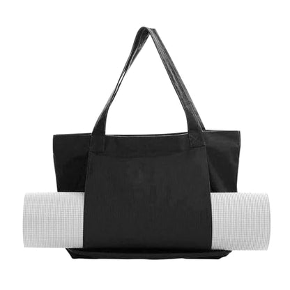 Starsouce Yoga Mat Bag Lightweight Foldable Canvas Tote with Side Sleeve Large Pocket Yoga Mat Carrier for Gym Travel Beach - color: Black