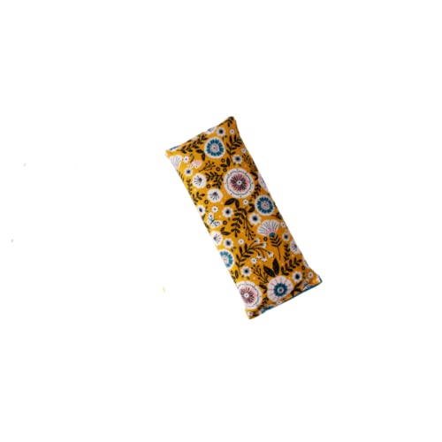 Microwave Heating Pad - Ice Pack - Contains Flax Seed and Dried Lavender - Can be Used Warm or Cold - 4 Sizes Available (4" x 9", Mustard Floral) - size: 4" x 9"