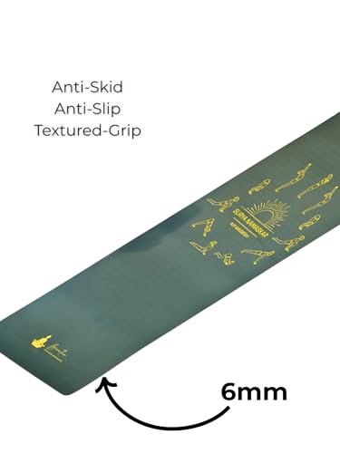 Sun Salutation Yoga Mat TPE Material; Exceptional Grip & Traction, Designed for stability, Anti-slip, Optimal Thickness & Size, Extra-long and wide (72” x 24”), Dual-Sided Non-Slip Texture, Lightweight and easy to roll, carry, or store—perfect for home, s