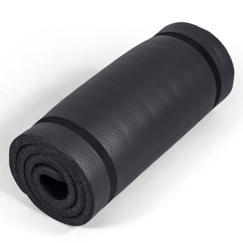 Tone Fitness 1-Inch Thick Yoga Mat | High-Density, Non-slip Exercise Mat with Carrying Strap for Yoga, Pilates, & Home Gym Workouts | Multiple Options - color: Black, style: Diamond