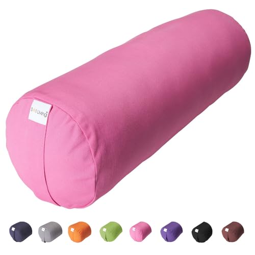 Pranayama Yoga Bolster Meditation Pillow - color: Pink, size: Cylindrical 28" x 10"
