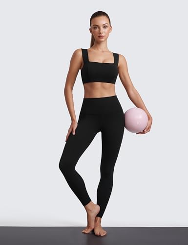 CRZ YOGA Butterluxe Wide Strap Sports Bras - color: Black, size: XX-Small