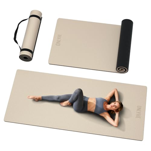 Extra Long & Wide Yoga Mat for Tall Men & Women,76''x32.6''x7mm - High Density TPE Non-Slip Both Sides, Lightweight 1.1kg with Superior Cushioning for gymnastics, Pilates, Home, Workout - color: Coffee-black