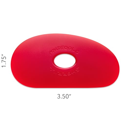 Mudtools Pottery Ribs – Shape 1 Polymer Rib (Red Very Soft), Kidney-Shaped Clay Shaping Tool (R1) - color: Red - Soft (R1)