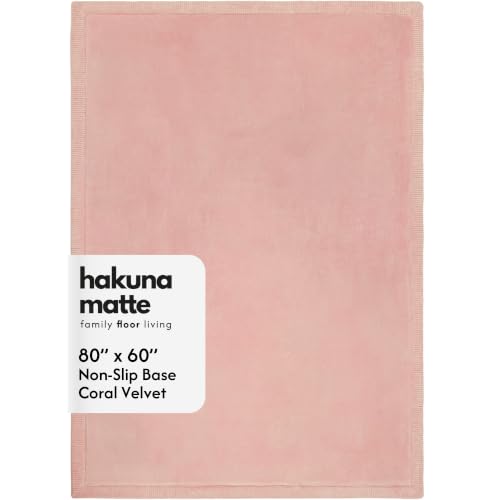 Stylish Coral Velvet Baby Play Mat 60" x 80" Pink – Soft 1" Thick High-Density Memory Foam Nursery Rug – Playmat for Floor with Non-Slip Backing for Crawling & Playing – Non-Toxic, odorless Area Rug - color: Pink, size: 60" x 80"