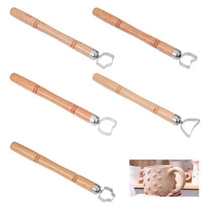 OLYCRAFT 5Pcs Sculpture Scraper Clay Tool for Ceramic Sculpture DIY Craft | 4.6~4.9 Inch Long, Pottery Cup Handle Shape Tool, Modeling Clay Cutters, Sculpture Kit, Clay Modeling Tools, Extruder Tool