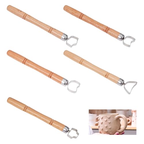 OLYCRAFT 5Pcs Sculpture Scraper Clay Tool for Ceramic Sculpture DIY Craft | 4.6~4.9 Inch Long, Pottery Cup Handle Shape Tool, Modeling Clay Cutters, Sculpture Kit, Clay Modeling Tools, Extruder Tool