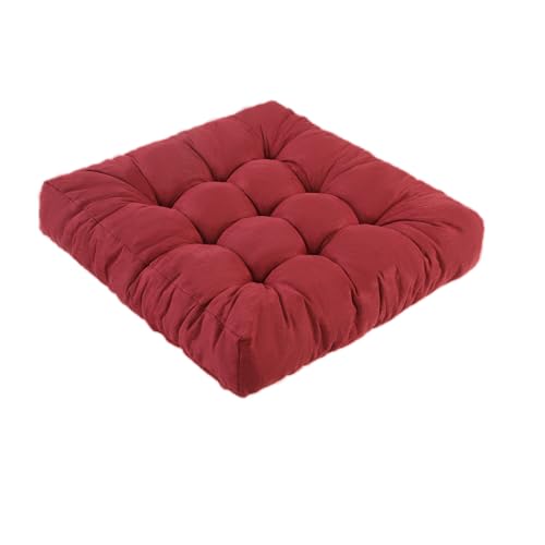Meditation Floor Cushions, Thickened Floor Pillow for Adults, Large Square Pillows Seat Cushion for Tatami Living Room Yoga, Memory Sponge Block Added, 22x22 Inch, Wine Red - color: Wine Red, size: 1pcs