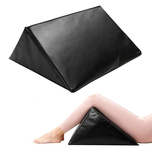 JZHLLA Massage Table Bolster Pillow for Leg Support, Durable 30D Foam with Easy-Clean PU Cover, Elevating Leg Wedge for Physical Therapy 20x18.5x15.3x11.4 Inch(Black)