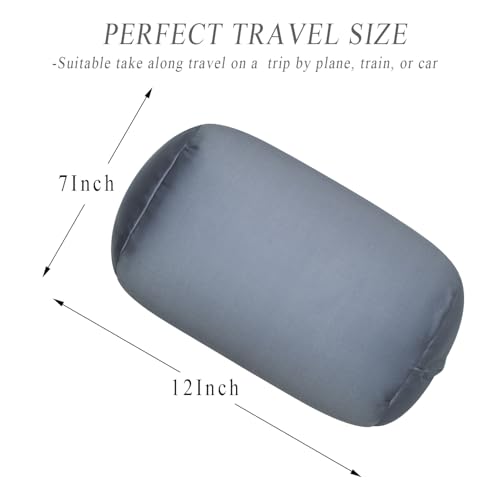 Microbead Bolster Tube Pillows with Double Cover, Squish Bean Bed Microbead Pillow Soft Neck Back Lumbar Support Smooth Cool Touch Comfortable Fabric (Dark Grey) - color: Dark Grey