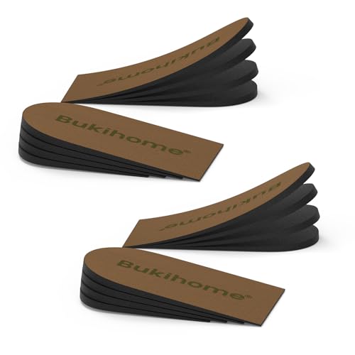 Adjustable Heel Lift Inserts for Shoes - Bukihome Orthopedic Shoe Lift for Uneven Legs 4 Layers Height Increase Insole for Heel Pain,Heel Spur,Achilles Tendonitis,(M,Women 9-11.5/Men 7-9.5),2 Pairs - color: Brown, size: Medium (Pack of 4)