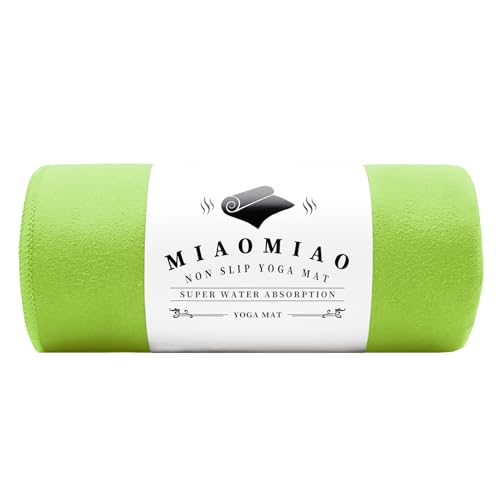 MIAOMIAO Non-Slip Hot Yoga Towel Set,Super Absorbent Microfiber in, 24.5" x 72" - Anti-Slip, Injury Free Design for Pilates, Yoga Mats, Exercise, and Fitness Gear - color: Apple Green