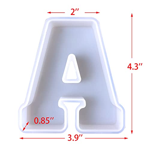 4 inch 26 Pack English Letter Silicone Mold - Alphabet Capital & Large Letter Resin Casting Mold - color: letter-4inch-26-pack