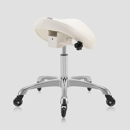 Premium Multifunctional Ergonomic Saddle Chair 507 INOA for Hygienic Clinic, Spa, Massage, and Dental Hygienist - Rolling Swivel Stool (Vanilla, Standard 507) - color: Vanilla