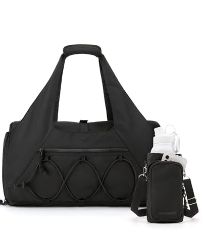 BAGSMART Gym Bag for Women, Lightweight Duffel with Shoe Compartment, Tote Bag with Wet Pocket for Yoga Travel, Black - color: Black, style: Casual Tote