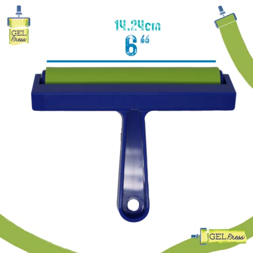 Gel Press Rubber Brayer - for Printmaking, Scrapbooking, Paper Crafts, Home Decor & More - 6 Inches, Blue & Green - size: 6 inch brayer