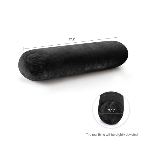 SyMax 7.8"x47" Body Pillow for Adults, Long Round Body Pillow for Adults, Bolster w/Removable Polyester Cover, Headboard Gap Filler Pillow, Black - color: Black, size: 47.1 inch