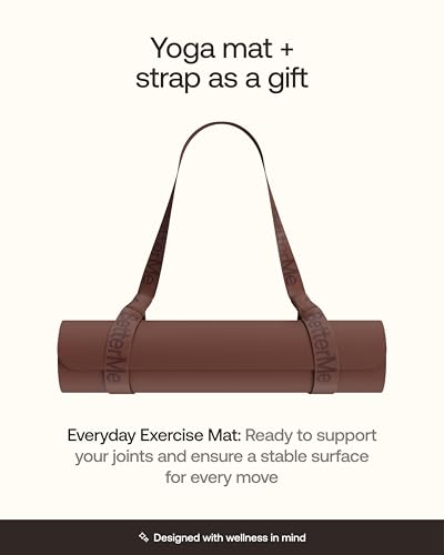 BetterMe Yoga Mat - Non-Slip Exercise Mat for Women - Cushioned Pilates Mat for Home Workouts, Stretching & Hot Yoga - Portable Fitness Mat with Strap - color: Chocolate Brown