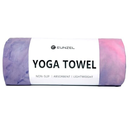 Eunzel Hot Yoga Towel Non Slip Yoga Mat Towel Non-Slip Sweat Absorbent Microfiber Towel for Hot Yoga, Pilates and Workout 72" x 26.5", Purple & Blue - color: Purple & Blue