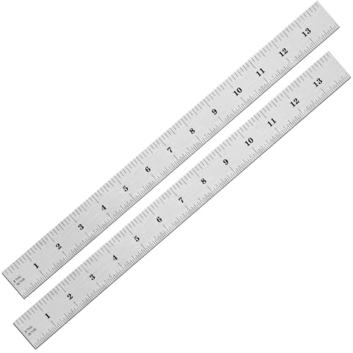 EBOOT 2 Pcs Stainless Steel Ruler Machinist Engineer Ruler with Markings 1/8, 1/16, 1/32, 1/64 Inch for Engineering, School, Office, Architect, and Drawing (14 Inch) - size: 14 Inch