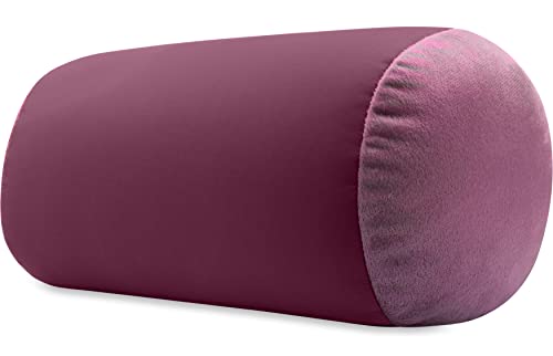 Microbead Bolster Neck Roll Pillow, 14x8 in Cylinder Tube, Burgundy Merlot | Silky feel fabric helps prevent wrinkles & hair breakage; feather-light beads gently cushion head & shoulders as you rest - color: Burgundy - Merlot