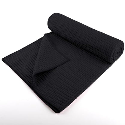 HOMEXCEL 2PK Yoga Mat Towels for Hot Workout, Ultra-Absorbent, 26.5" x 72" - color: Black