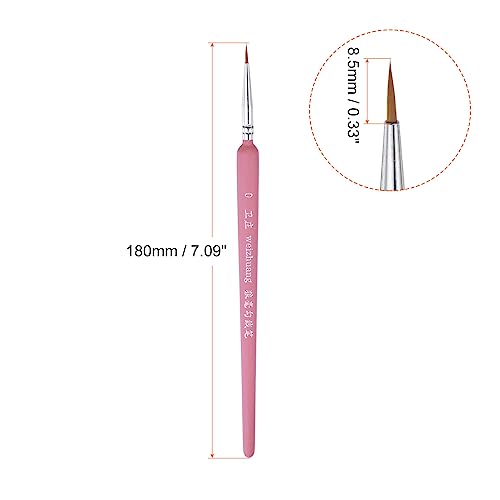 HARFINGTON 5pcs Detail Paint Brushes 8.5mm Pointed Tip 185mm Length Nylon Hair Miniature Painting Brush for Watercolor Oil Acrylic Painting(0#), Pink - color: Pink, size: 0# 8.5mm