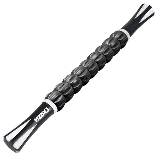 Muscle Roller Massage Roller Stick- Deep Tissue Fascia Blaster for Myofascial Pain Relief, Lymphatic Drainage & Body Sculpting, Handheld Physical Therapy & Recovery Tool (White Black) - color: White Black