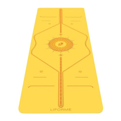 Liforme Printed Yoga Mat - Patented Alignment Design, Ultimate Grip - color: Radiant Sun - Yellow