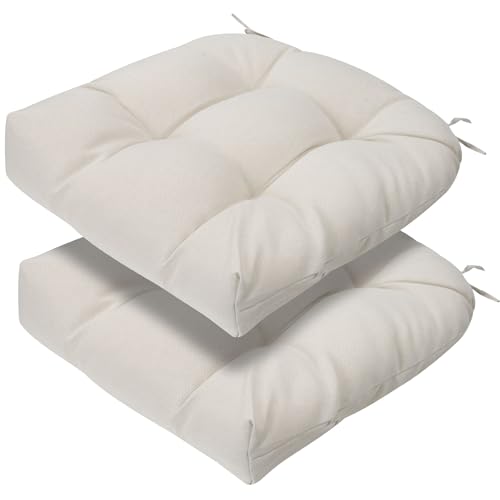 Magpie Fabrics Outdoor Tufted Seat Cushion 19"x19" Set of 2 (Cream) - color: Cream