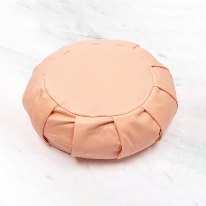Myga Zafu Yoga Meditation Cushion with Washable Cover - Floor Cushion Pillow with Natural Buckwheat Filling - Soft Round Cotton Design for Meditating or Pranayama Exercises - color: Pink