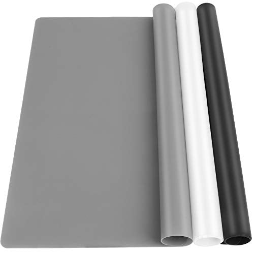 LEOBRO Silicone Mats, 3 PCS 15.7” x 11.7" Silicone Mat for Crafts, Resin Molds, Play Dough Mat, Silicone Sheets for Epoxy Resin, Clay, Crafts - color: Deep Gray & Black & Transparent, size: 15.7" x 11.7"
