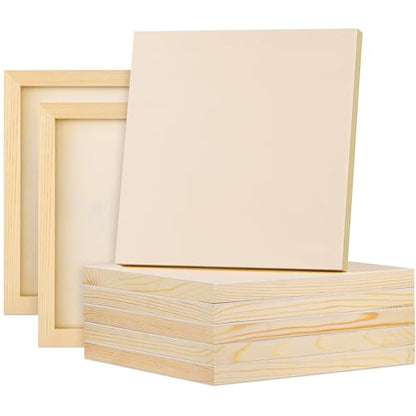Aodaer 8 Pack Wood Panels 10 x 10 Inch Wooden Panels Canvas Unfinished Craft Wood Boards Panels for Art Crafts Acrylic and Oil Painting Pouring DIY Projects - size: 10 x 10 Inch