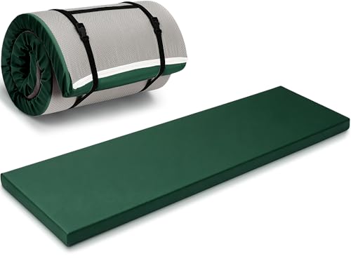 Lyrow 2 Inch Thick Yoga Mat 72x24 with Carry Strap Foam - color: Dark Green