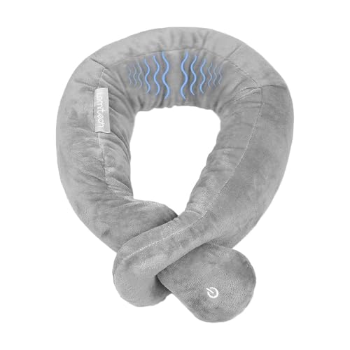 Neck Pillow, Neck Wrap Vibration Massaging Wireless Travel Pillow Soft Touch Breathable Head Support for Office Sofa Air Plane Grey - color: Grey