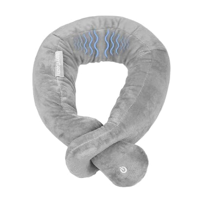 Neck Pillow, Neck Wrap Vibration Massaging Wireless Travel Pillow Soft Touch Breathable Head Support for Office Sofa Air Plane Grey - color: Grey