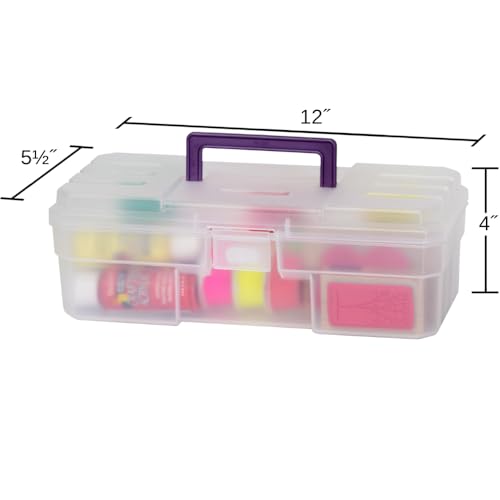 Akro-Mils 12-Inch ProBox Plastic Art Supply, Hobby or Craft Storage Toolbox, Model 09912CLPUR, (12" x 5-1/2" x 4"), Clear (Pack of 6) - size: 6 Pack